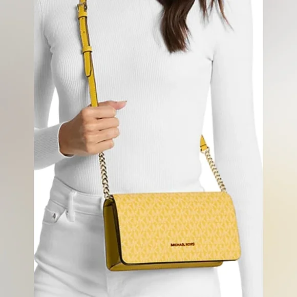 Michael Kors Logo Canvas Crossbody Bag β Honey - Picture 1 of 7